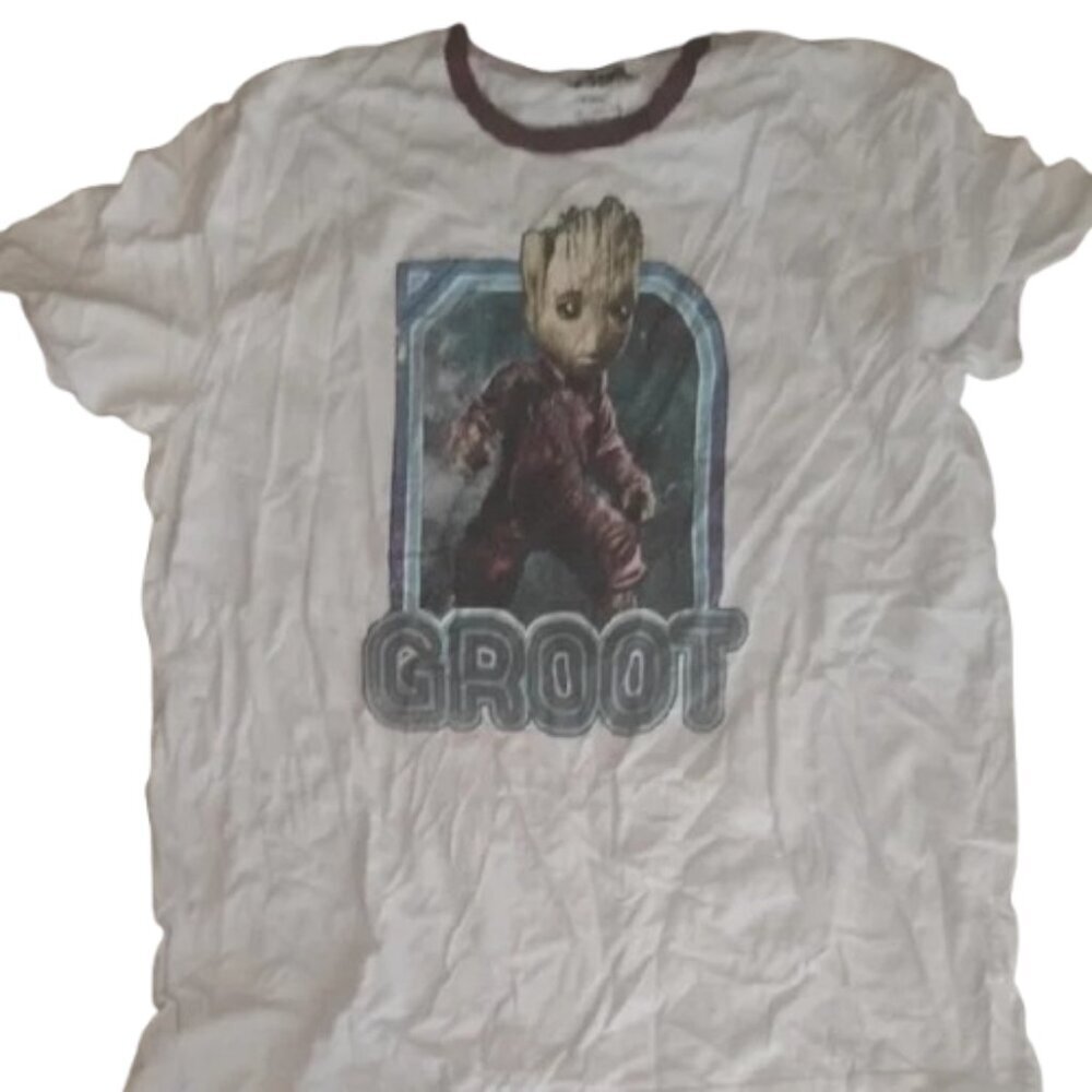 Marvel Guardians of the Galaxy Groot Graphic Tee White and Burgundy